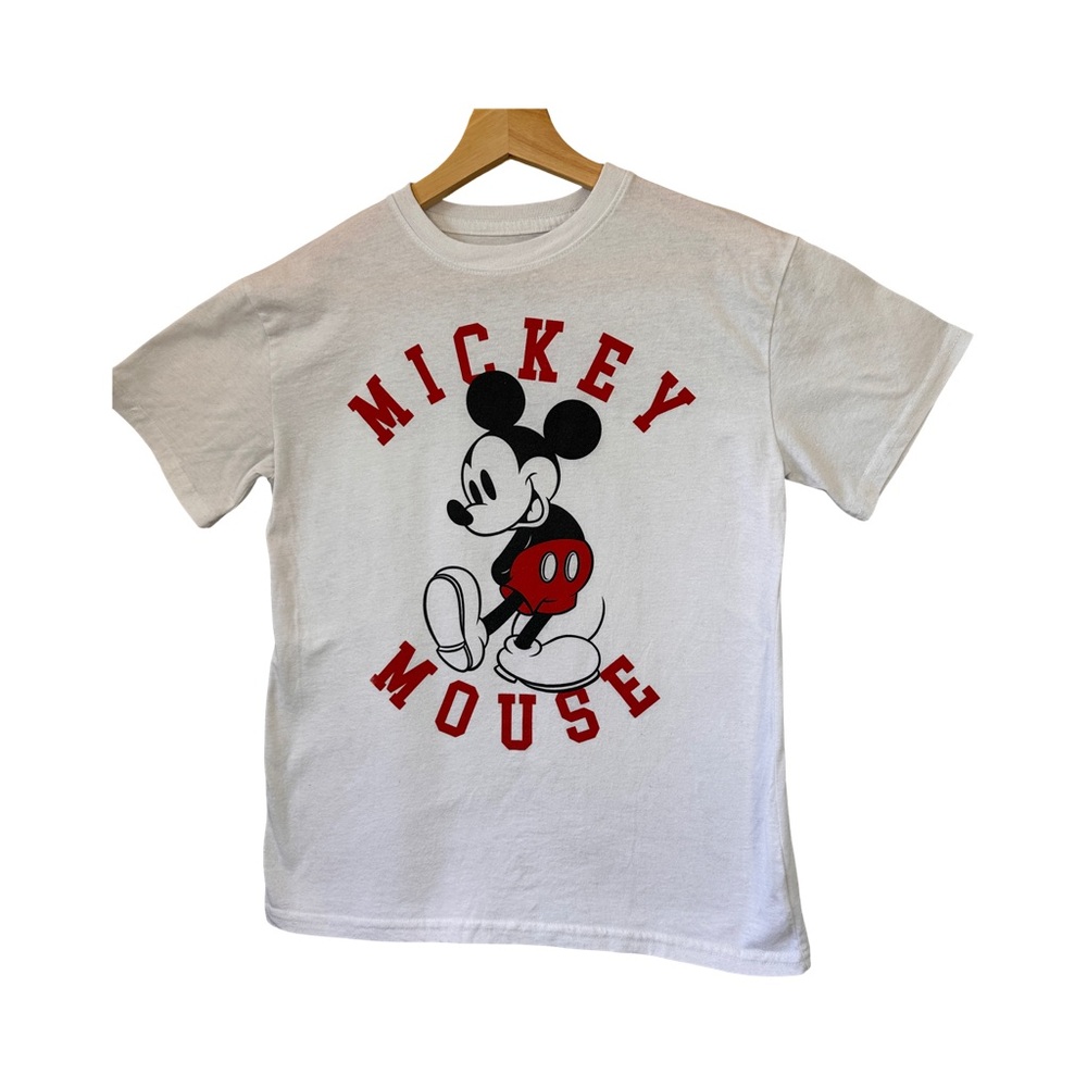 Vintage-Inspired Mickey Mouse Graphic Tee White Red T-Shirt Size xs